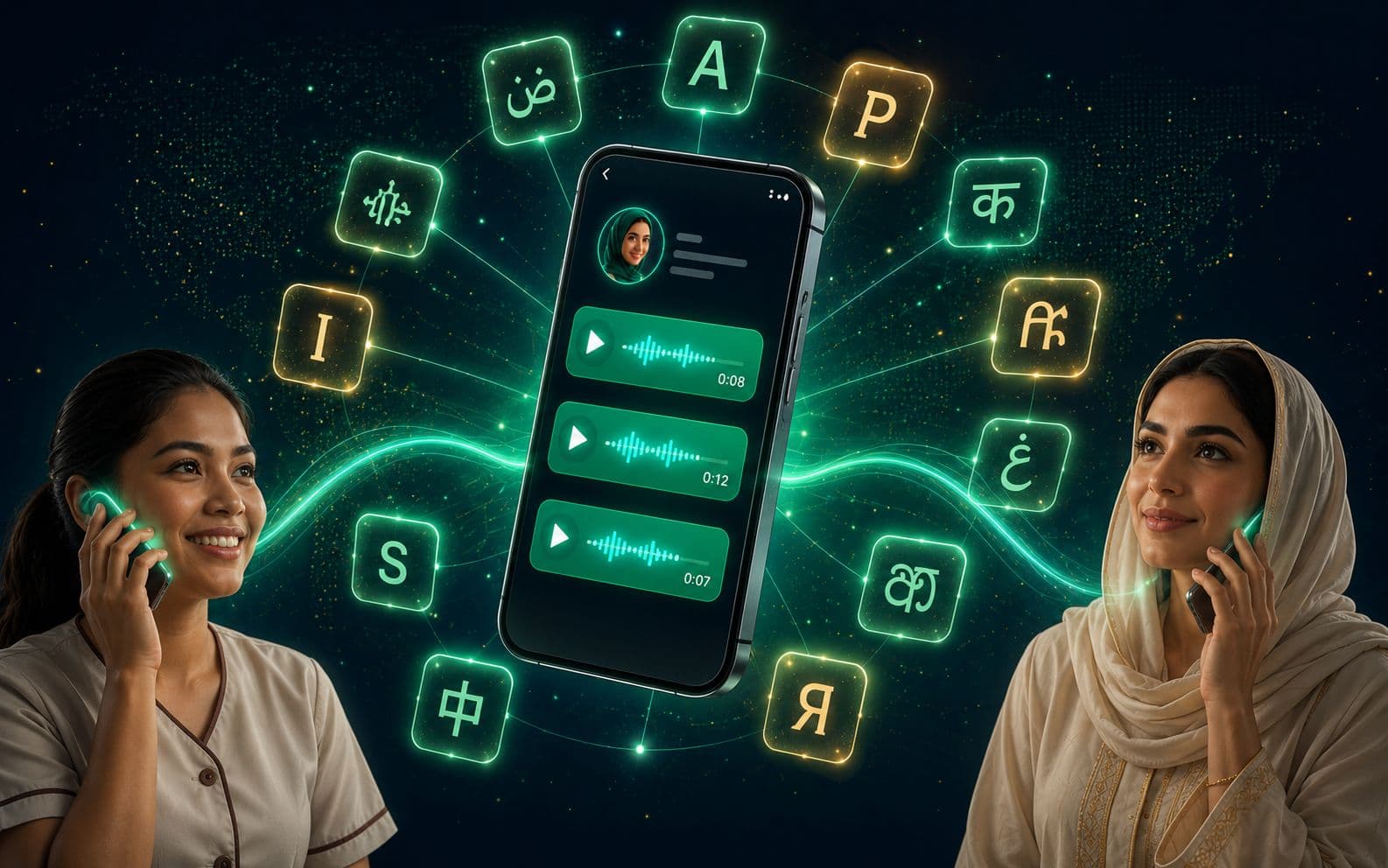 Nadia replying in 12 different languages via voice messages to both workers and UAE families