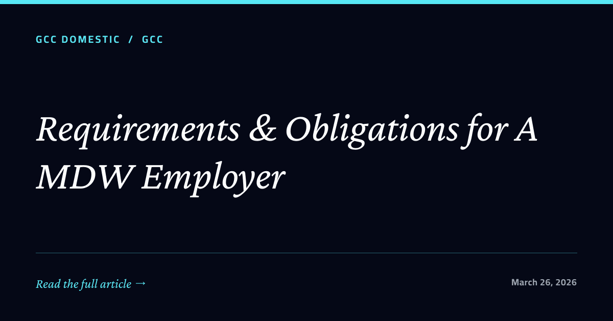 Requirements &amp; Obligations for A MDW Employer