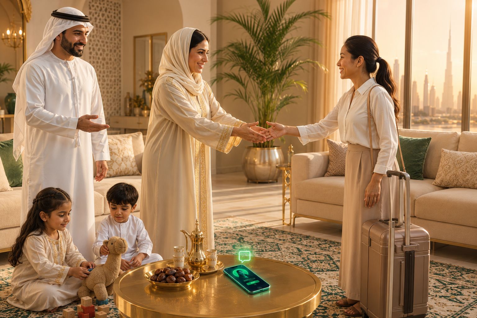 Family using Nadia on WhatsApp